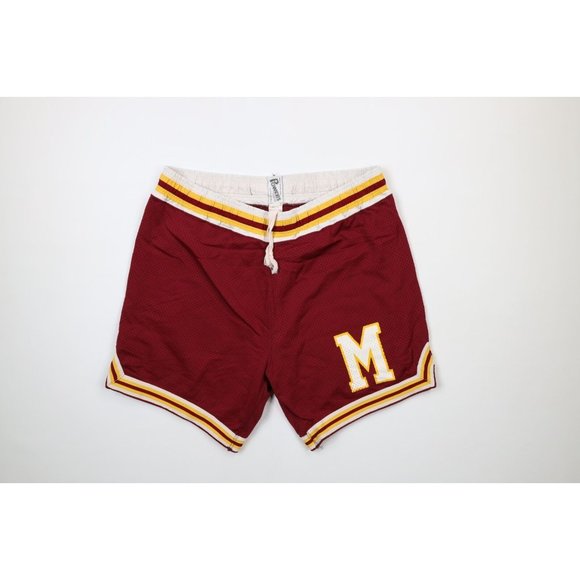 Vintage 80s Mens Size 38 Striped Mesh Heavyweight Pro Cut Basketball Shorts USA